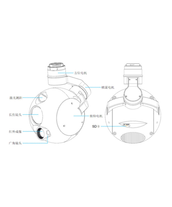 拓飞 P-H24R 四光吊舱全彩夜视4K微型吊舱无人机云台相机