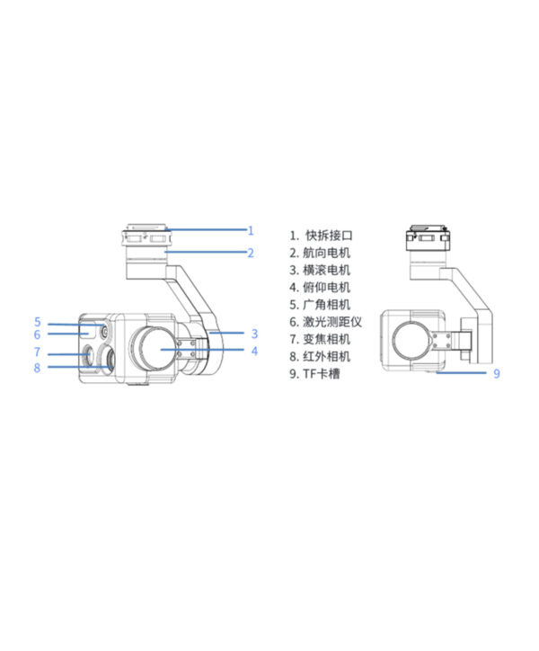 拓飞 P-H3系列四光吊舱 智能4K全彩夜视微型吊舱