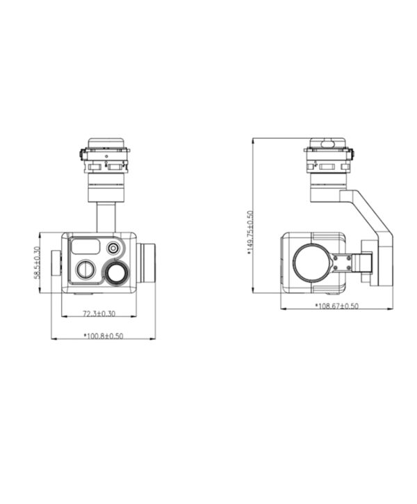 拓飞 P-H3系列四光吊舱 智能4K全彩夜视微型吊舱