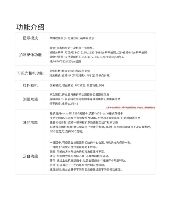 拓飞 P-M40系列三光10倍吊舱 AI高清智能光学变焦相机陀螺稳定