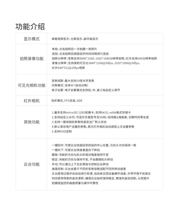 拓飞 P-L10D 双光吊舱智能追踪热成像数字变焦2K高清云台