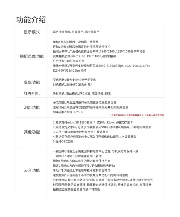 拓飞 P-H40系列四光吊舱彩夜视4K微型无人机云台相机